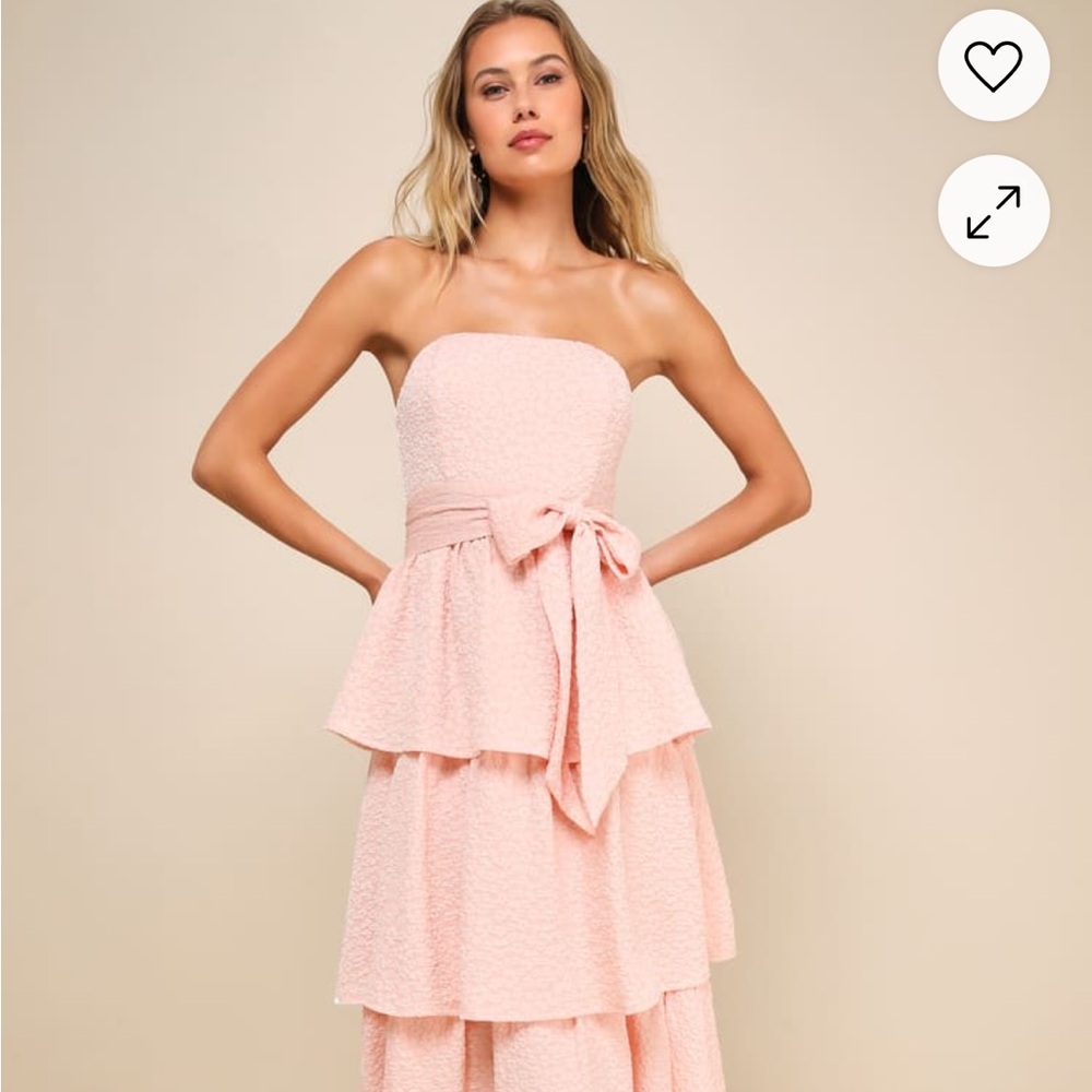 Lulu's Strapless Pink Tiered Dress